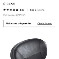Original Harley Davidson Backrest Pad ONLY.