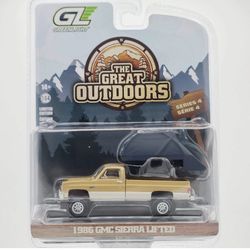 Greenlight 1986 GMC Sierra Lifted Pickup Truck Desert Sand and Doeskin Tan with Modern Truck Bed Tent "The Great Outdoors" Series 