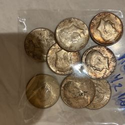 Eight 1964 Kennedy  Half Dollar