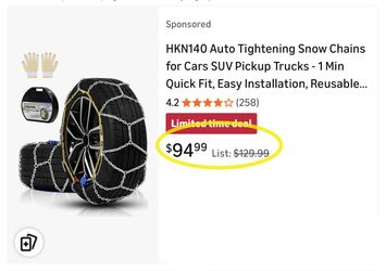 Snow-Chains Auto Fixing 1 Min Quick Fit Easy Installation Tire-Chains, Portable Reusable Universal Emergency Tire Traction Chain for Passenger Car, Pi