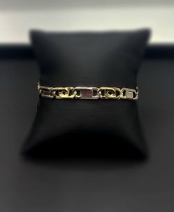 14k two tone  bracelet tiger eye 9" bracelet