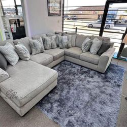 🎀Ardsley Pewter 5-Piece Left-Arm Facing Sectional And Ottoman