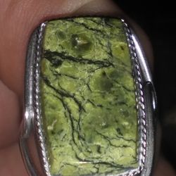 Big Green Stone.925 .hand Made Ring