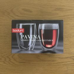 Set of Two (2) Bodum Pavina 12 oz Double Walled Glasses