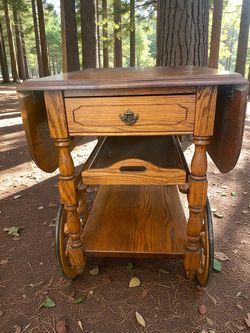 Vintage Drop Leaf Tea/Bar Cart with Drawer and Tray Like New Condition