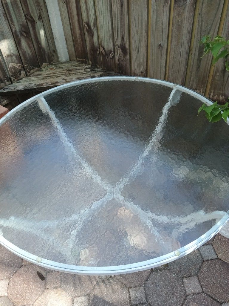 Outdoor Steel Table, New Glass, Newly Coated 42"