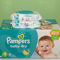 Pampers # 4 + Wipes