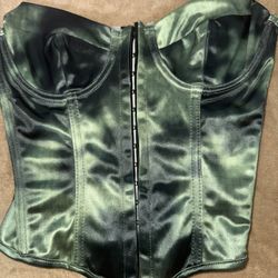 Emerald Seduction Satin Corset Bustier – Glam Sculpt Fit, Size Small