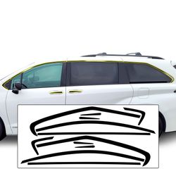 BOGAR TECH DESIGNS For Toyota Sienna 2021-2026 Side Window Chrome Delete – Precut Vinyl Trim Overlay, Gloss Black Blackout Appearance