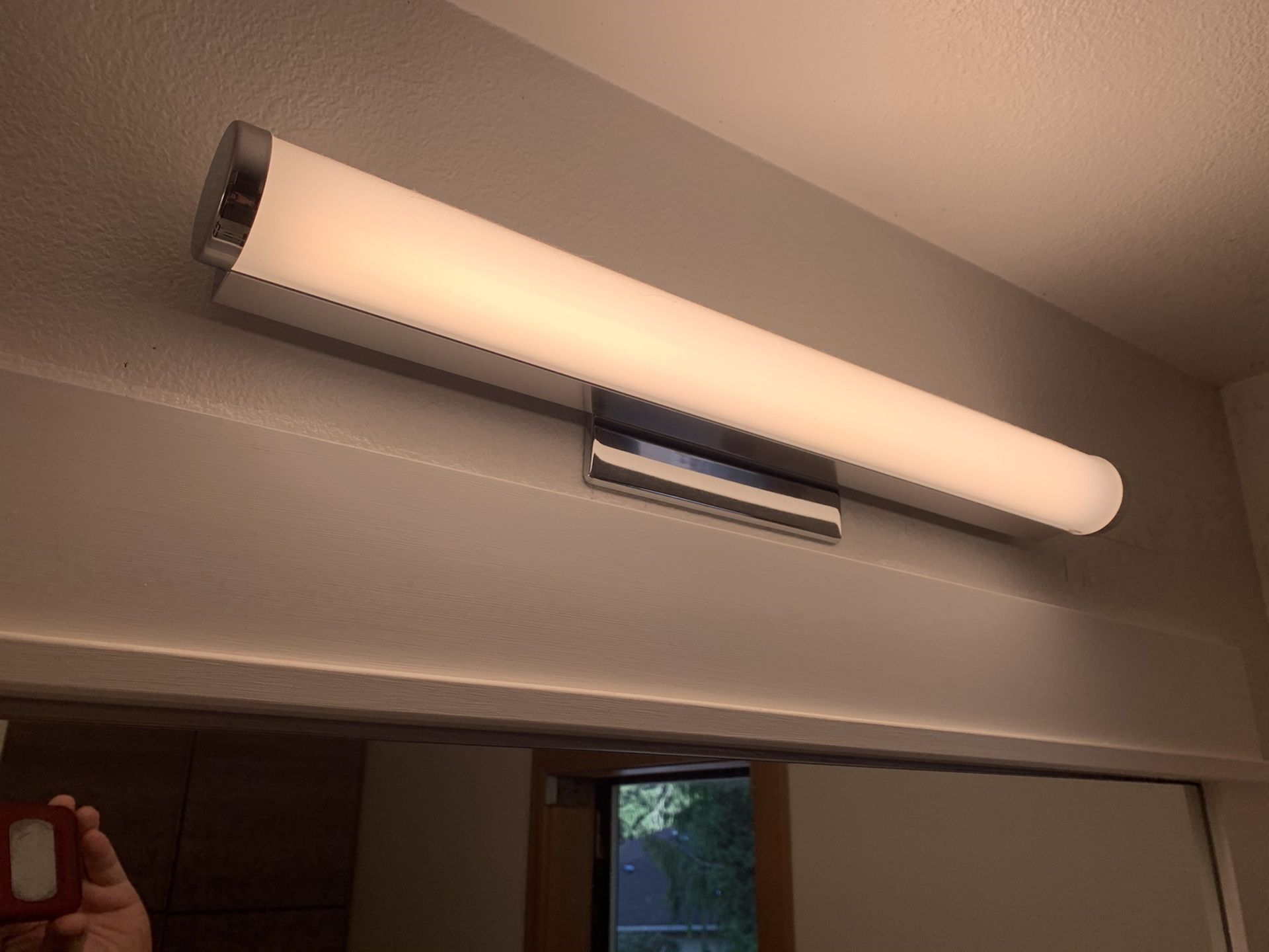 2x Lithonia Lighting Contemporary Cylinder 3K LED Vanity Light, 2-Foot, chrome