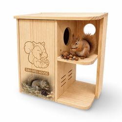 Large Wooden Squirrel House & Nesting Box with Predator Guard