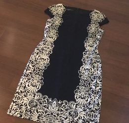 Nine West Black and White Patterned Dress Size 2