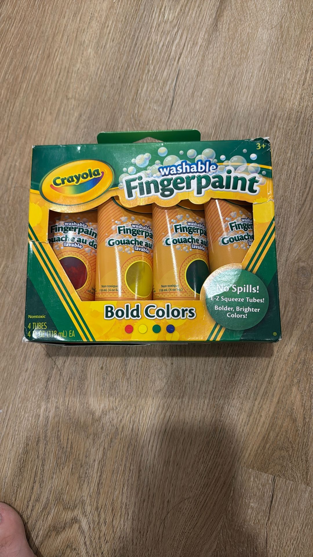 Crayola Washable Fingerpaint Bold Colors 4 Tubes