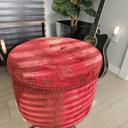 Red Velvet Ottoman With Storage 