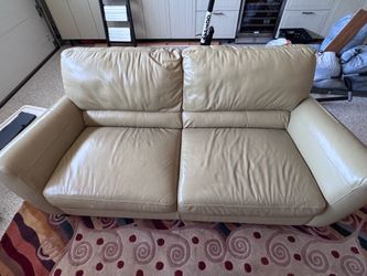 Couch Loveseat Recliner and Ottoman Set in Italian Leather