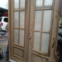 Wooden Arch French Doors, Never Installed 