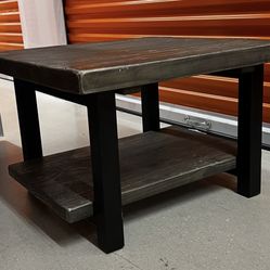 Wooden Table Vintage Rustic Metal Side Chair Kitchen Coffee Table Garage Office Very Heavy