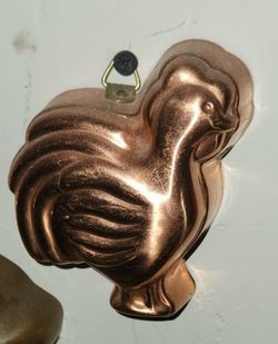 VINTAGE COPPER ROOSTER HEN CHICKEN JELLO MOLD HANGING WALL DECOR