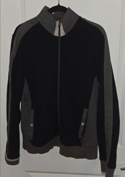 Hugo Boss Full Zip Up Mens Black & Grey Sweatshirt Collar Jacket Size Large L