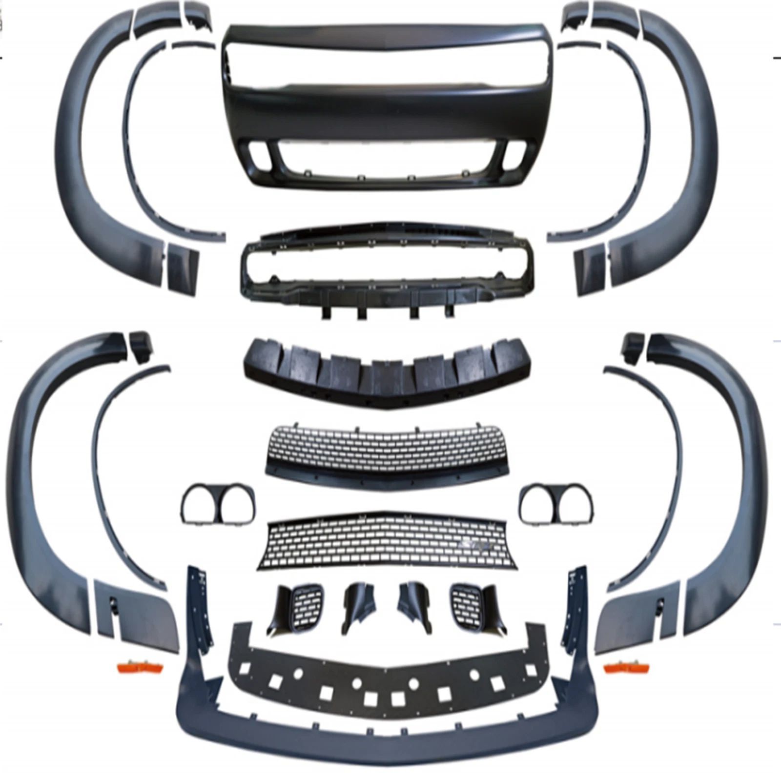 FOR 15-23 DODGE CHALLENGER HELLCAT FRONT BUMPER & LIP & FENDER FLARES ASSEMBLY
