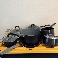 Variety of Green Pan pots and pan