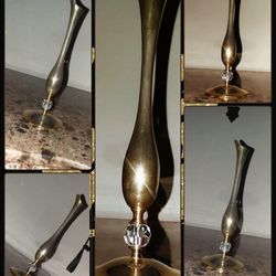 VINTAGE BRASS SWAROVSKI CRYSTAL MID CENTURY HOLLYWOOD REGENCY TABLE DECOR FLORAL FLOWER VASE