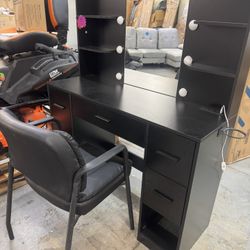 Vanity Black New  Fully Assembled Led Lights Missing One Drawer 