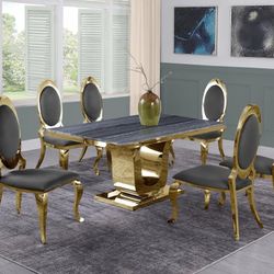 7 PCS Le Massy Collection Marble top Dining table set- Available in 4 colors Now 2589.00 Free Delivery 🚚