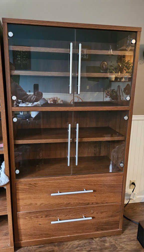 Cabinet and Matching Bookshelf.