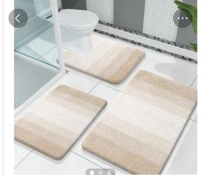 OLANLY Bathroom Rugs Sets 3 Piece, Soft Absorbent Microfiber Bath Mats And U-Shaped Contour Toilet Rug, Plush Shaggy Bath Mat Set For Bathroom (30"X20
