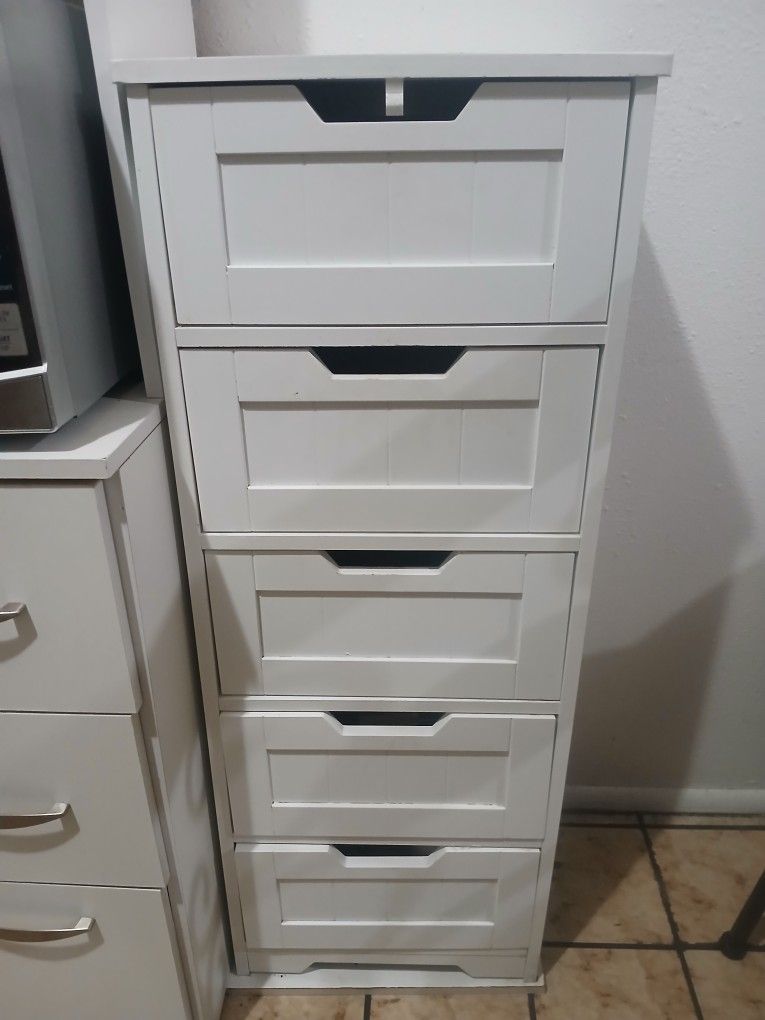 White Kitchen Cabinet - 4 Drawers