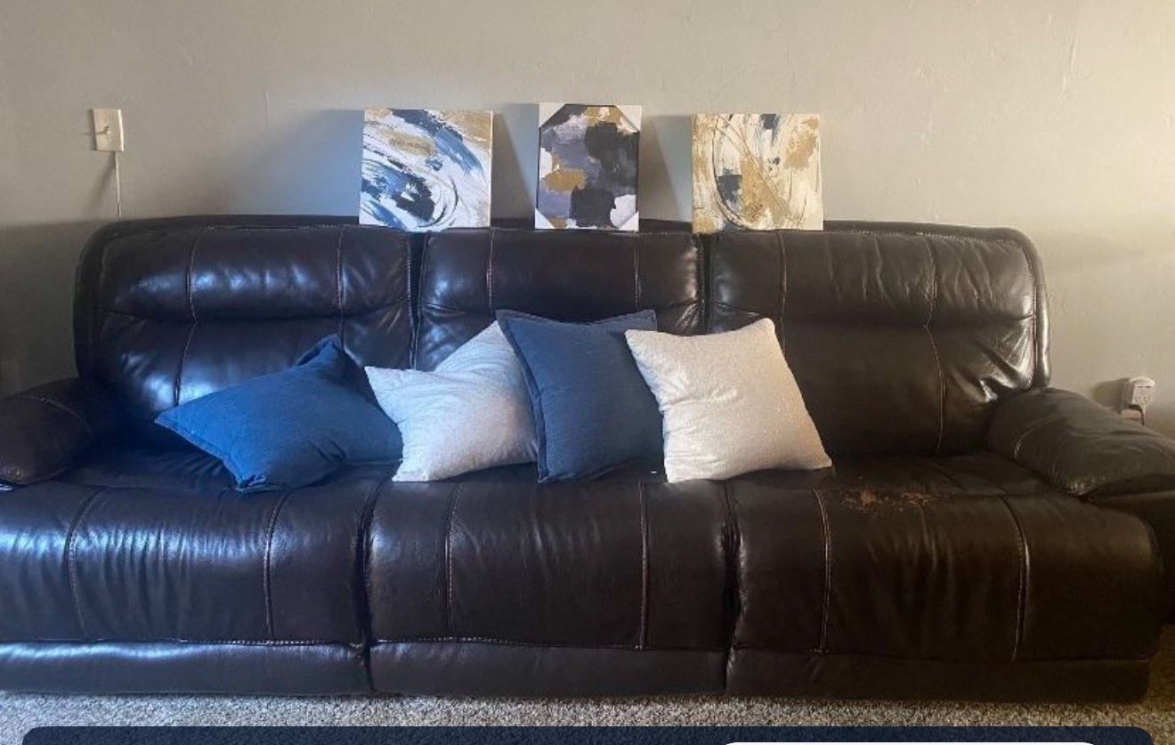 Three Extra Large Seats To Recline Leather Couch