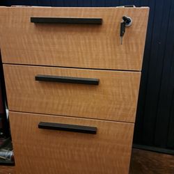 Designer Mobile 3-Drawer Pedestal File Cabinet - Oak/Maple/etc.