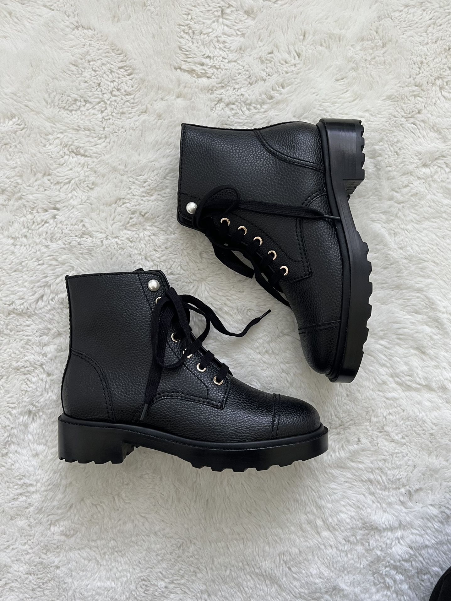 Chanel Pearl Combat Boots 
