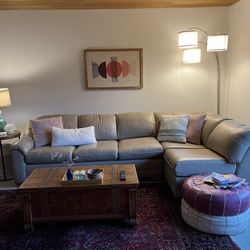 Italian Leather Sleeper Sectional 