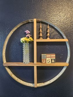 Hand Made Wine Barrel Ring Shelf