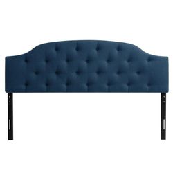 Button Tufted King Size Headboard- Blue 