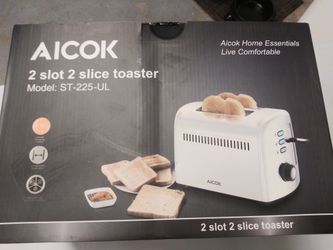 2 Slice Toaster, AICOK Bagel Toaster, 7 Bread Shade Settings, Stainless Steel Toaster, Bagel/Defrost/Cancel Function, Extra-Wide Slots