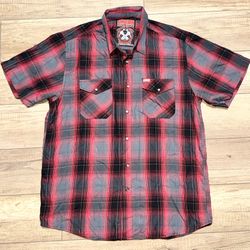 Dixxon Flannel Co Pearl Snap Bamboo Blood Sweat Tears Collared Shirt Mens L