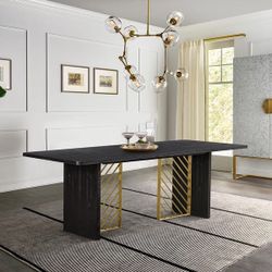 Modern Dining Table + 8 Arhaus Dupe Chairs Set