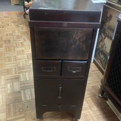Vintage Antique File Cabinet Card Catalog Top Opens Up 