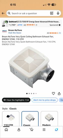 Bathroom Exhaust Fan 110 CFM