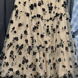 Black Velvet Flower Overlay Skirt