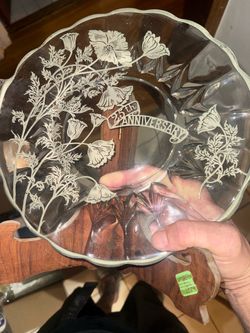 25th Anniversary Etched crystal Decorative Plate