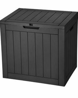 30 Gallon Deck Box Outdoor Storage Box Waterproof Resin Package Delivery and Storage Box with Lockable Lid for Patio Furniture Cushions, Pool Accessor