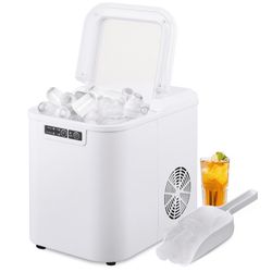  Self-Cleaning Countertop Ice Maker, 26lbs in 24Hrs, 2 Ice Cube Size Options