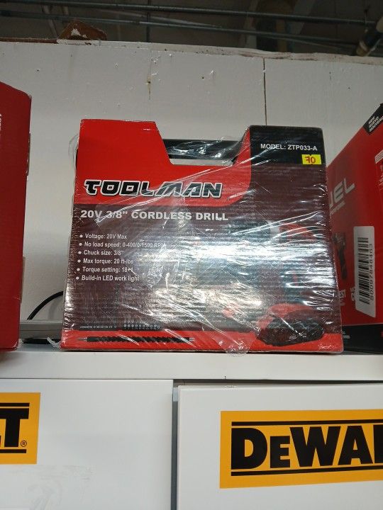 TOOLMAN New 20v 3/8 Cordless Drill