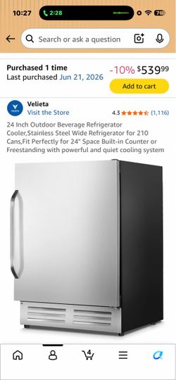 24" outdoor refrigerator