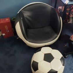 Soccer Ball Swivel Chair And Ottonman/juego De Sillon Giratorio De Soccer