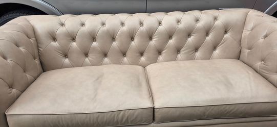 Cream Leather Chesterfield Sofa couch...pickup redlands